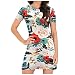 OverstepA Date Encolure Dégagée Bretelles Fines Robe Femme Polyester Slim Confortable éLéGant Robe Tunique Fleuri Manche Courte Automne Au Genou Robe Tunique Femme D960