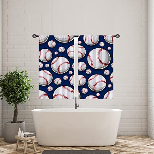 Anhope Baseball Curtains Kids Sports Theme Rod Pocket Window Drapes Softball Ball Print Pattern Soft Lightweight Light Filtering Curtains For Boys Girls Teens Bedroom Nursery 2 Panels 29 X 45 Inch #TOP1