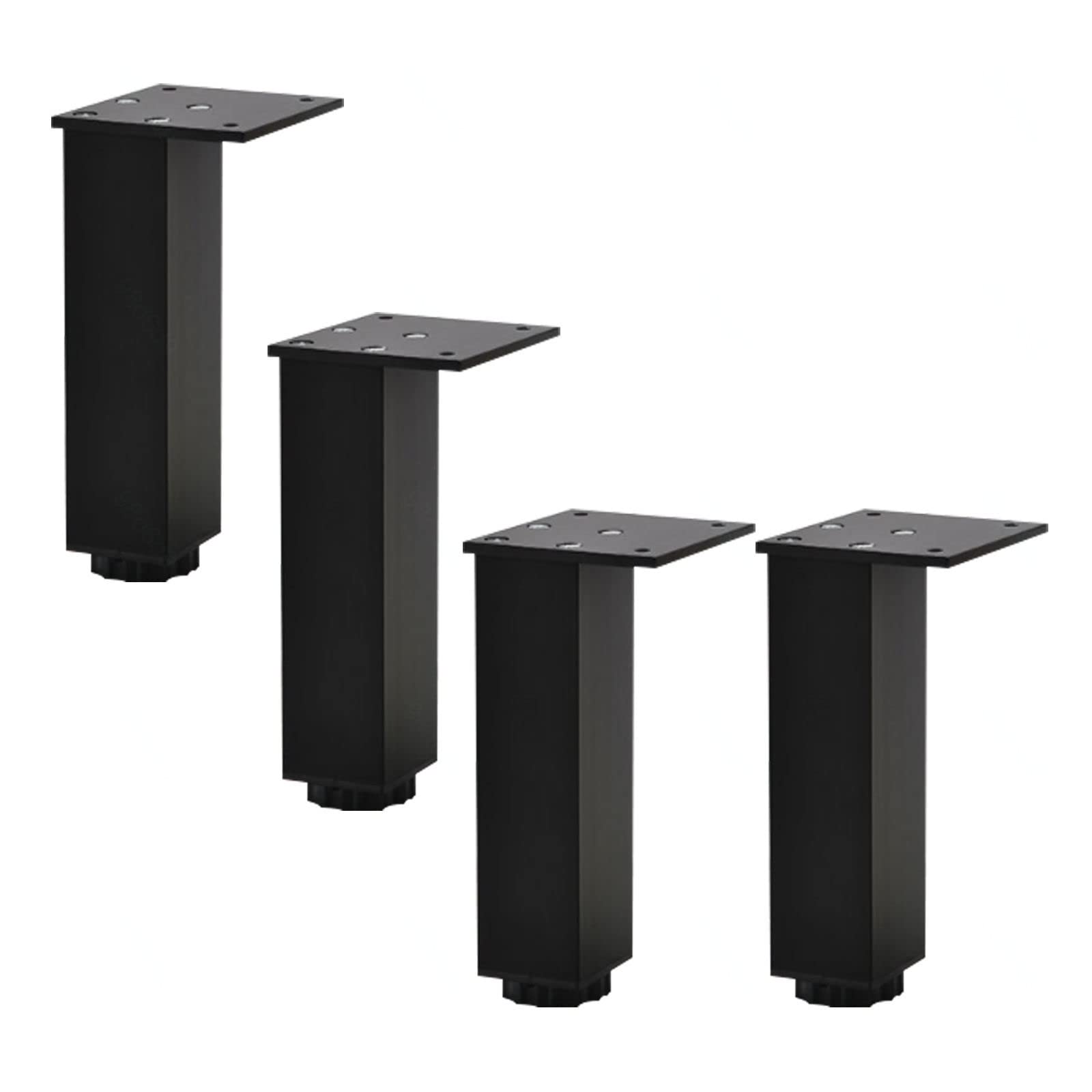 Patas para muebles de sofá redondas en color negro y dorado: juego de 4 soportes metálicos