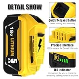 Goodexo 2X DCB184 for dewalt Battery 18V 5.0Ah DCB184 DCB182 DCB181 DCB180 Compatible for dewalt 18V Battery DCB201 DCB200 DCB204 with LED Indicator (black yellow) - Image 3