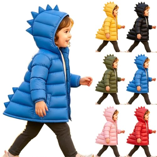 Winter Coats for Big Girls Girls Puffer Jacket Hooded Kids Cute Dinosaur Winter Warm Outerwear Coats Ropa para Niña De 10 Años Ropa para Niña De 8 Años Blue 5-6 Years - image 1