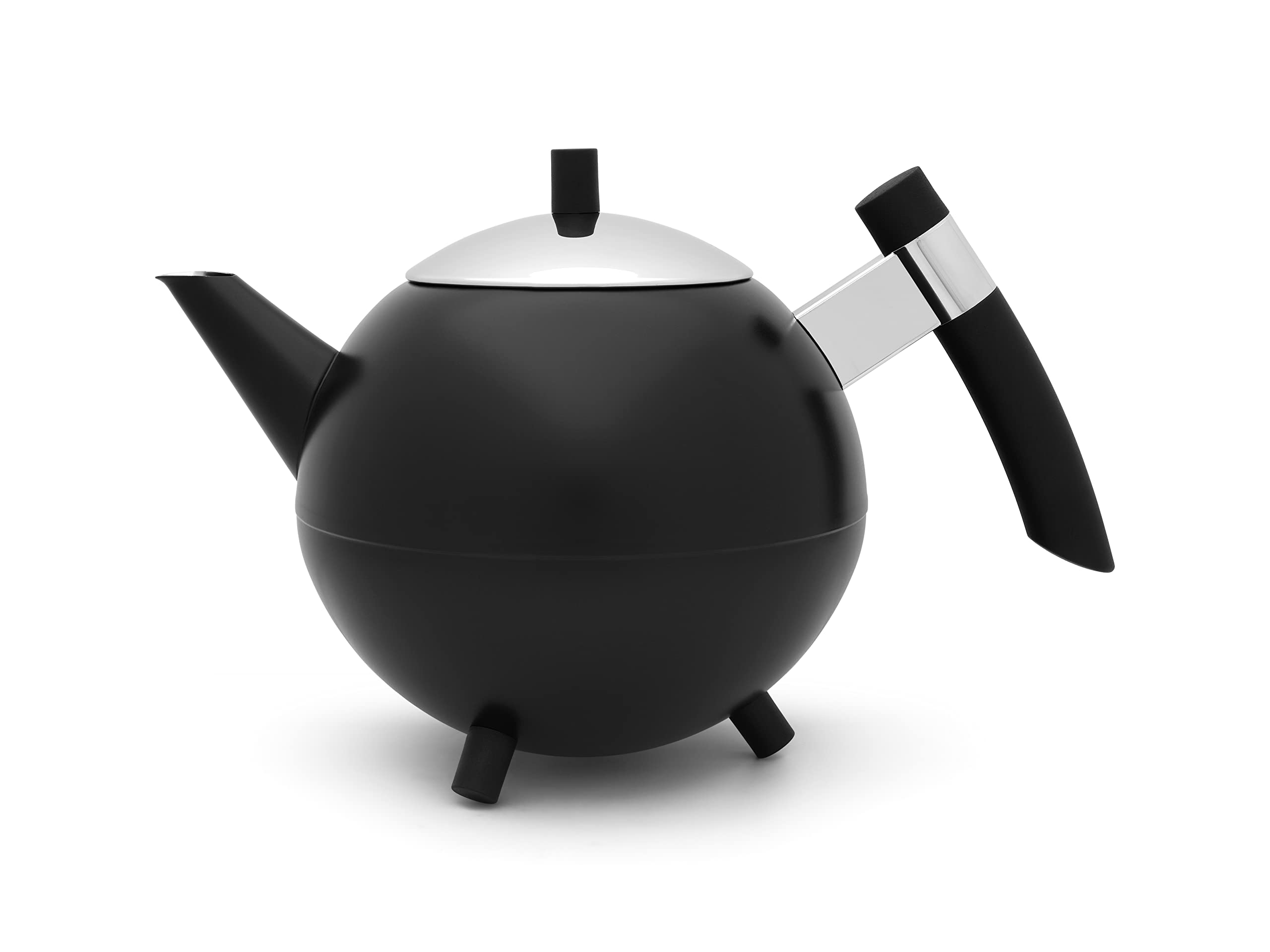 Bredemeijer Large Black Stainless Steel Teapot 1.2 litres Double-Walled - Insulating Jug for Longer Tea Enjoyment