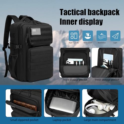 Image of Military Tactical Backpack for Men Waterproof Daypack 3 Day Assault Pack Molle Bag with Water Bottle Holder