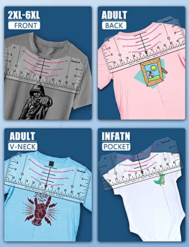 Upgraded Acrylic Tshirt Ruler For Heat Press, T-Shirt Measure Ruler Guide Making Center Graphic Vinyl Embroidery Tee Shirt Rulers Alignment Tool Placement Sublimation Blanks Product Accessories #TOP6