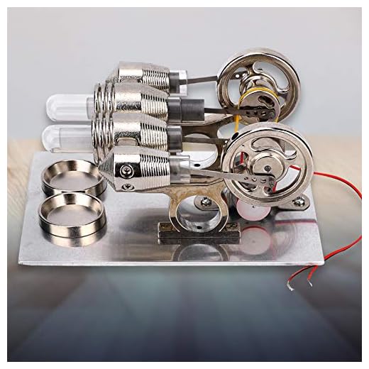 Worii Stirling Engine Machine, 4 Cylinder Stirling Engine Miniature Hot Air Power Generator Physics Lab Teaching Model Tool, Birthday Gifts for Children and Adults