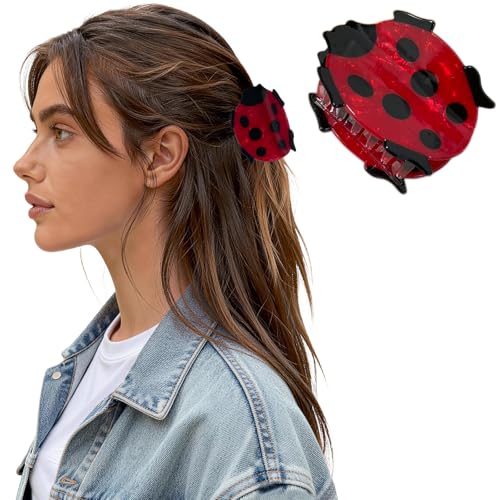 ELLOPH 1PC Ladybug Gifts Hair Clips for Women Cute Bug Hair Claw Clip Accessories Fun Novelty Animal for Birthday Halloween Christmas Stuffers