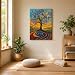 Cool Colorful Boho Abstract Picture Wall Decor Framed Fantasy Texture Blooming Tree of Life Graffiti Canvas Wall Art Modern Prints Poster Country Painting for Living Room Bathroom Bedroom (12"x16")