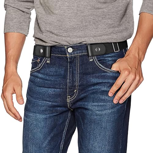 JASGOOD Ceinture Sans Boucle Elastique Femme Homme - Ceinture Invisible Réglable pour Jeans, Pantalon, Robe - Dégagement Rapide Confortable,Noir,60CM