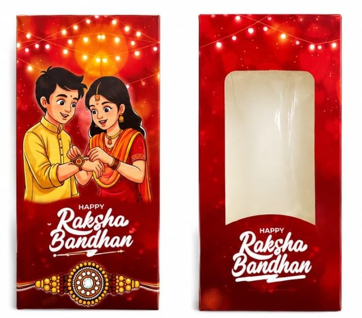 Rakshabandhan Chocolate Bar Box, Pack of 10, Food-Grade BPA-Free, 50-60gm Capacity, 14x7x1 cm, for Festivals and Party Favours-image-44
