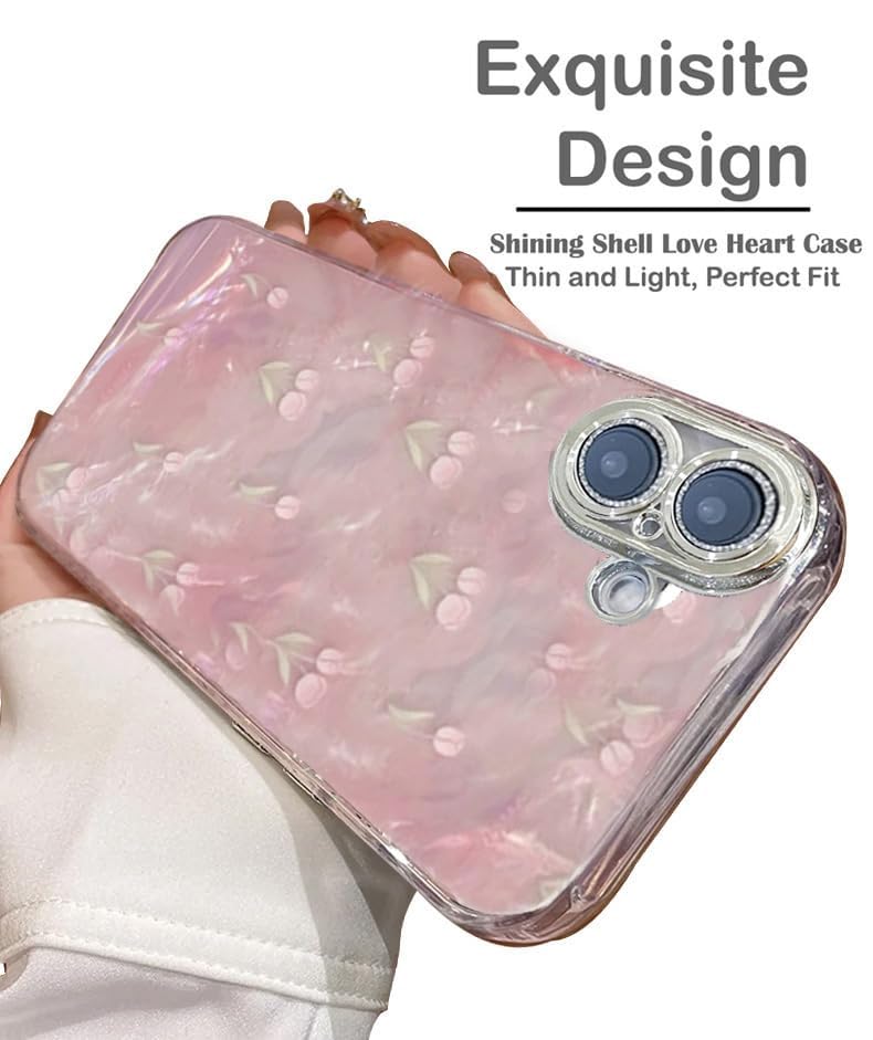 Image of mobistyle Silicone Designed for iPhone 16 Plus | Camera Lens Protection |Tulip Flower Pattern Print Design for Women Teen Girls Phone Back Cover Case (Tulip Pink)