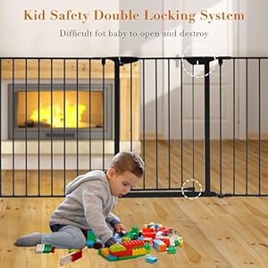 SOSPIRO 196.8inch Extra Wide Black Baby Gate with Door, Metal Long Baby Fence, Tall Pet Dog Gates for House Stairs Doorways,16.4ft Child Safety Fence Fireplace Christmas Tree,Indoor Outdoor, 8-Panel SOSPIRO 1968inch Extra Wide Black Baby Gate with Door Metal Long Baby Fence Tall Pet Dog Gates for House Stairs Doorways164ft Child Safety Fence Fireplace Christmas TreeIndoor Outdoor 8 Panel