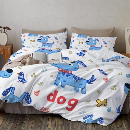 Housse de couette chiot bleu lavable et facile à repasser - 4