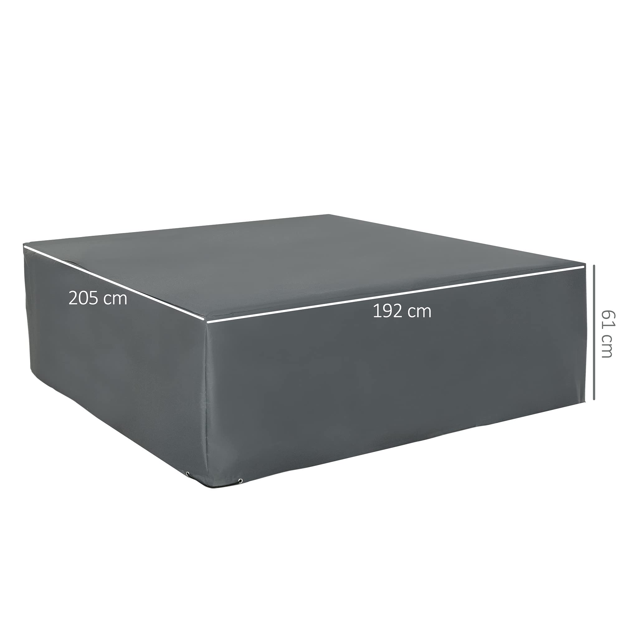 Outsunny Pokrowiec na zestaw ogrodowy 205x192x61cm, Szary | 600D Oxford, wodoodporny, anty-UV, osłona rattanowa
