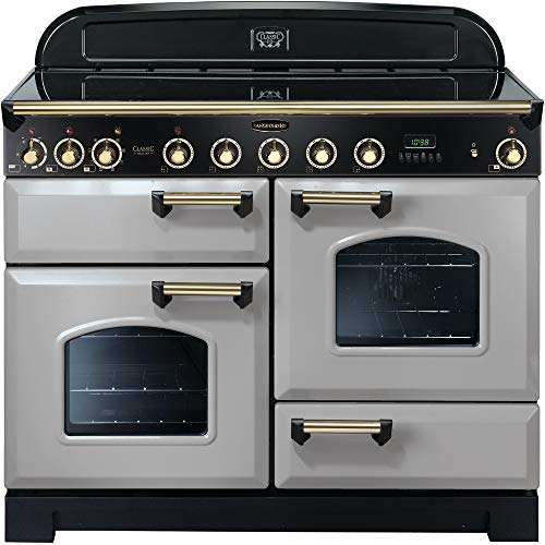 Rangemaster Classic Deluxe CDL110EIRP/B 110cm Electric Range Cooker with Induction Hob - Royal Pearl/Brass - A/A Rated