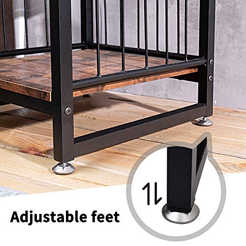 Waytrim Storage End Table, Industrial Side Table Mini Fridge Stand Fishtank Coffee Table With Large Metal Frame For Living Room Rustic Brown #TOP4