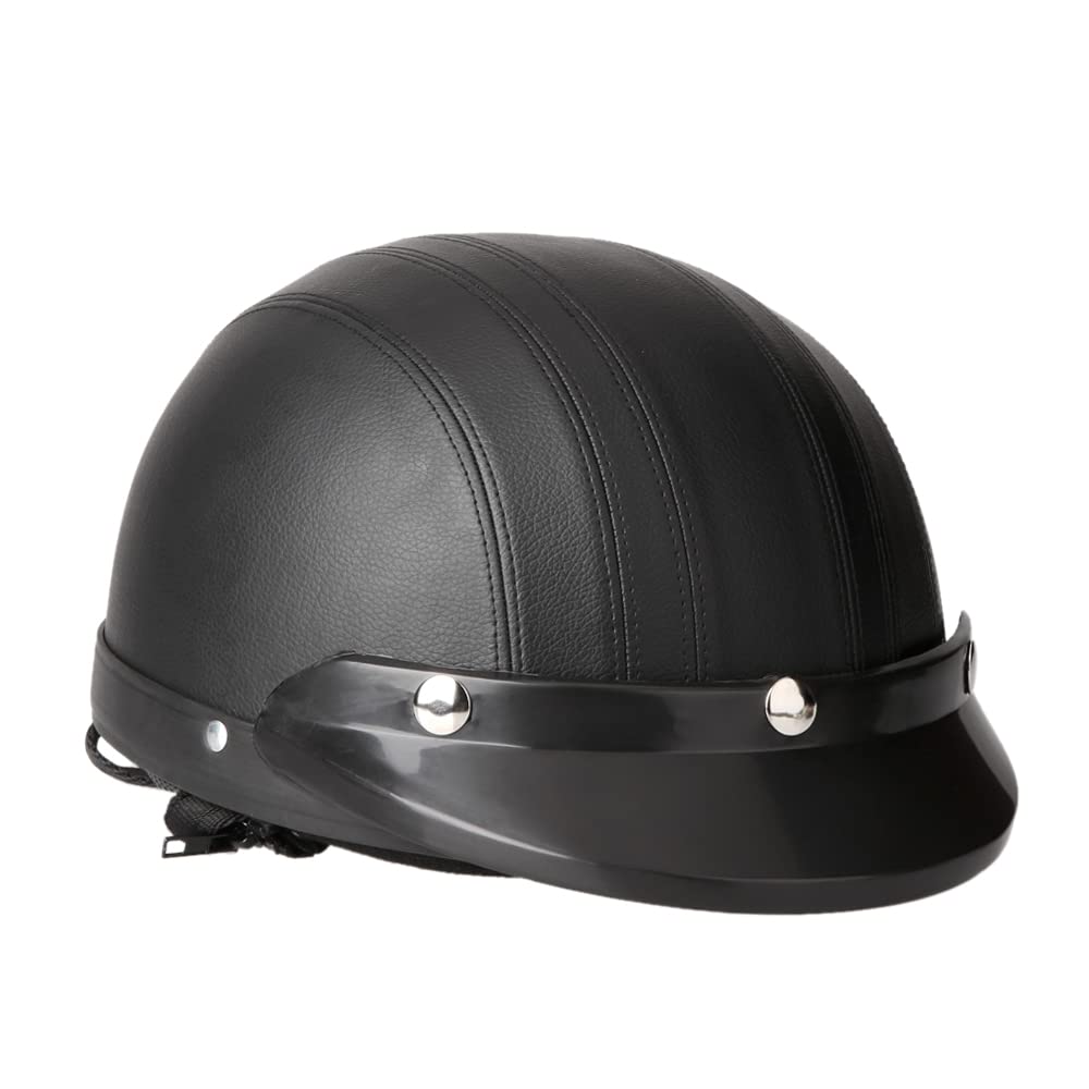 HUIOP Casques de Trottinette,Moto Scooter Open Face Demi Casque de Cuir avec visière UV Lunettes Retro Vintage Style 54-60cm