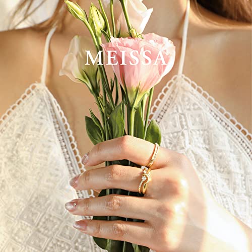 Meissa Sterling Silver Moon And Star Ring Set Handmade Stackable Rings Rose Gold Plated Ring Gift For Women Size Adjustable 5-8 (Rose Gold) #TOP7