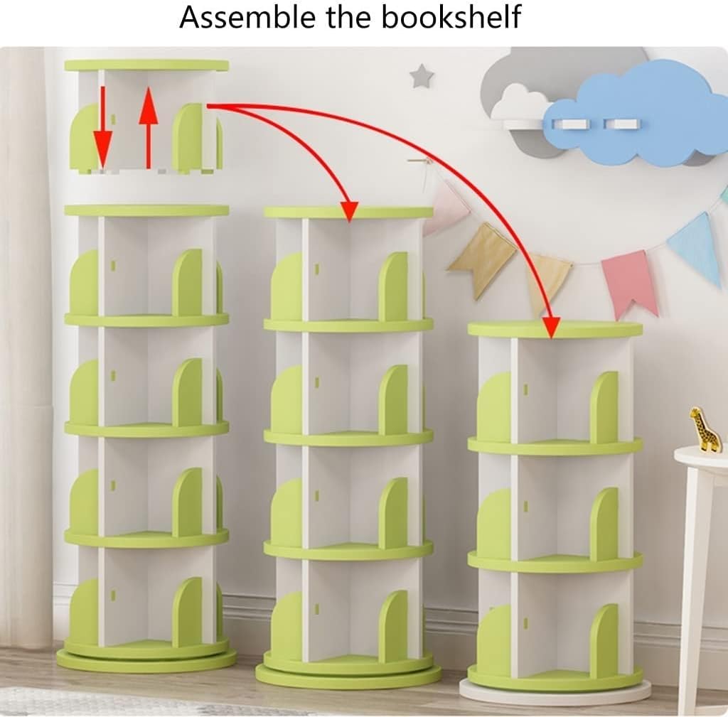 Libreria girevole a 360° con grande capacità, mobile perfetto per la casa, riviste, libri illustrati per bambini, libreria flessibile e semplice (verde, 50,5 x 97 cm)