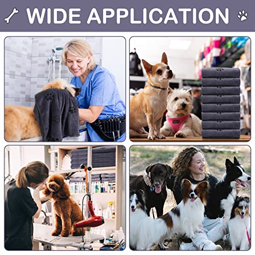 Image of Chumia 8 Pcs Dog Towel for Drying, 18 x 28 Inch, Dog Paw and Bone, Gray