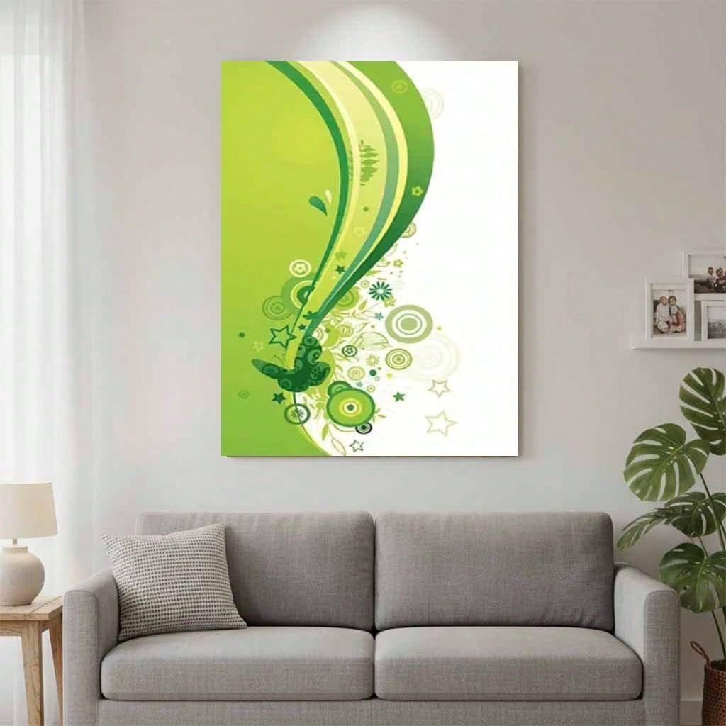 TZKBDMA Green Abstract Canvas Wall Art - Modern Mint Green & Lime Leaf Branches & Beige Tones - Minimalist Contemporary Poster(70x90cm/Without frame)
