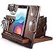 Produktbild Geschenke für Männer, Wichtelgeschenk Holz-Handy-Dockingstation (3 Haken) Schlüsselhalter Herren-Geldbörse Ständer Uhren Brillen Gadgets für Männer Geschenk-Box Aufbewahrungsboxen Jahrestag Geschenke