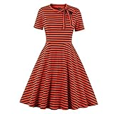 Killreal Women's Half Sleeved Elegant Striped Business Casual Cocktail Dress