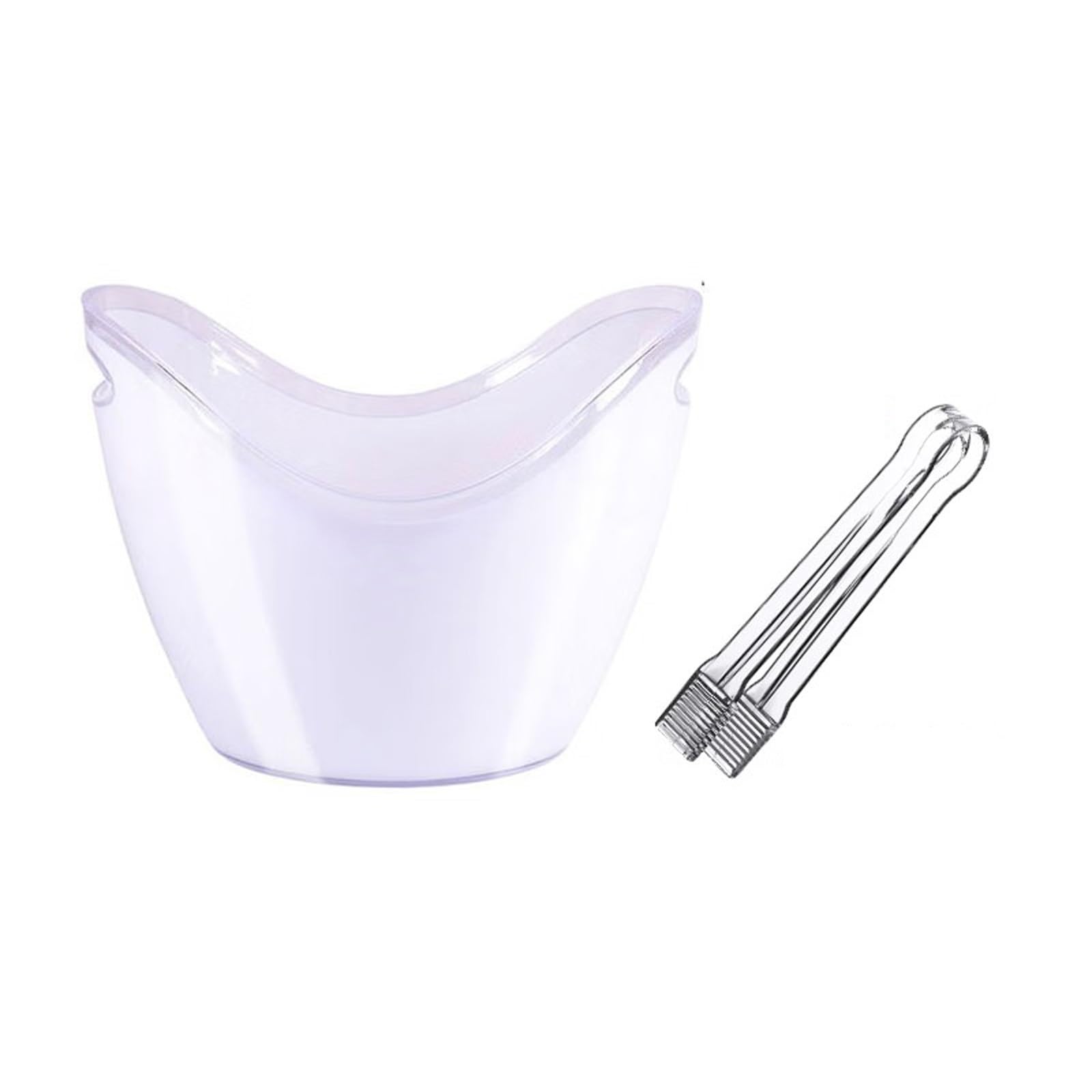 Bandejas Para Cubitos De Hielo Cubitera acrílica de 8 litros con pinzas for hielo, cubo de almacenamiento ovalado de tina de plástico, cubos de hielo for 2 botellas de vino o champán, cubo de hielo Cu