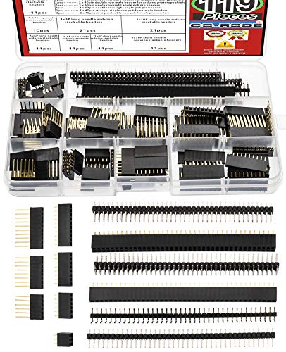 CO RODE 119Pcs 2.54mm Male Female Pin Header Connector Assortment Kitï¼ŒStackable Shield Header and Breakaway PCB Board Pin Header for Arduino Prototype Shield