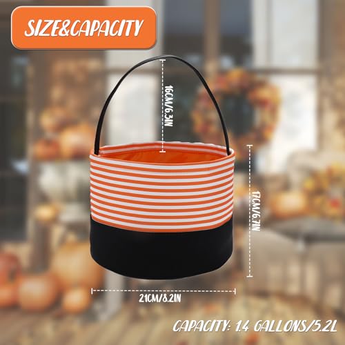 PEACELOVER Halloween Candy Basket for Kids, Trick or Treat Bucket Boo Spooky Small Baskets for Girls/Boys Gift Baskets (Stripes) - image 5