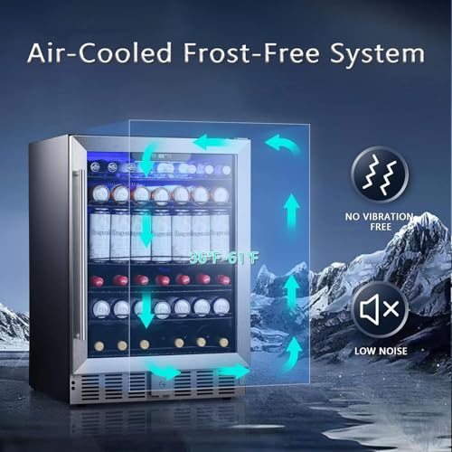 Image of LEONARD USA 155 L Inverter Built-in Wine Chiller, Wine Cooler, Under Counter, Touch Control, Toughened Glass Door with UV-Protection, LED Interior Light with Safety Lock for Home, Bar & Office
