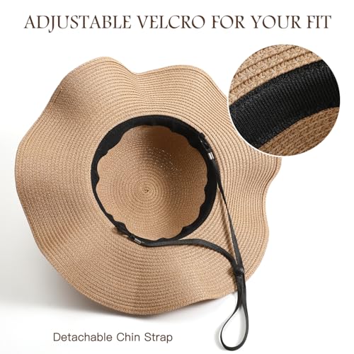 Image of Beach Hats for Women, Sun Straw Hat for Women, UPF 50+ UV Sun Protection Sun Hat Womens, Foldable Floppy Sun Hat