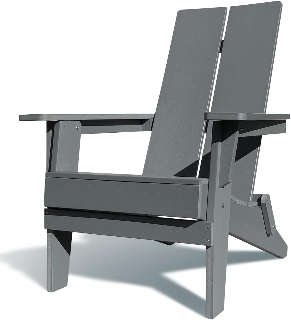Folding Adirondack Chairs Patio Chairs Lawn Chair Outdoor Adirondack Chair Weather Resistant for Patio Deck Garden, Backyard Deck, Fire Pit - Grey