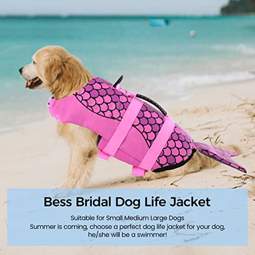 Dog Life Jacket, Adjustable Dog Life Vests Pet Life Preserver With Rescue Handle For Small Medium Large Dogs, Safety Lifesaver High Visibility Dog Swimsuit For Swimming Boating, Pink Mermaid Xl #TOP5