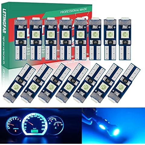 LETINGFAR T5 Led Bulbs Dashboard Light Ice Blue T5 74 2721 37 Wedge Led Bulb for Instrument Panel Gauge Dash Dashboard Cluster Shift Indicator Kit,Plug and Play, Pack of 15 Cover