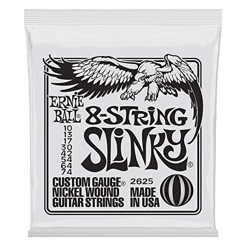 Ernie Ball Slinky Cordes filées en nickel pour guitare électrique à 8 cordes, calibre 10-74 - Les Beatles, Paul McCartney, John Lennon, RIngo Starr, George Harrison Ernie Ball Slinky Cordes filées en nickel pour guitare électrique à 8 cordes, calibre 10-74