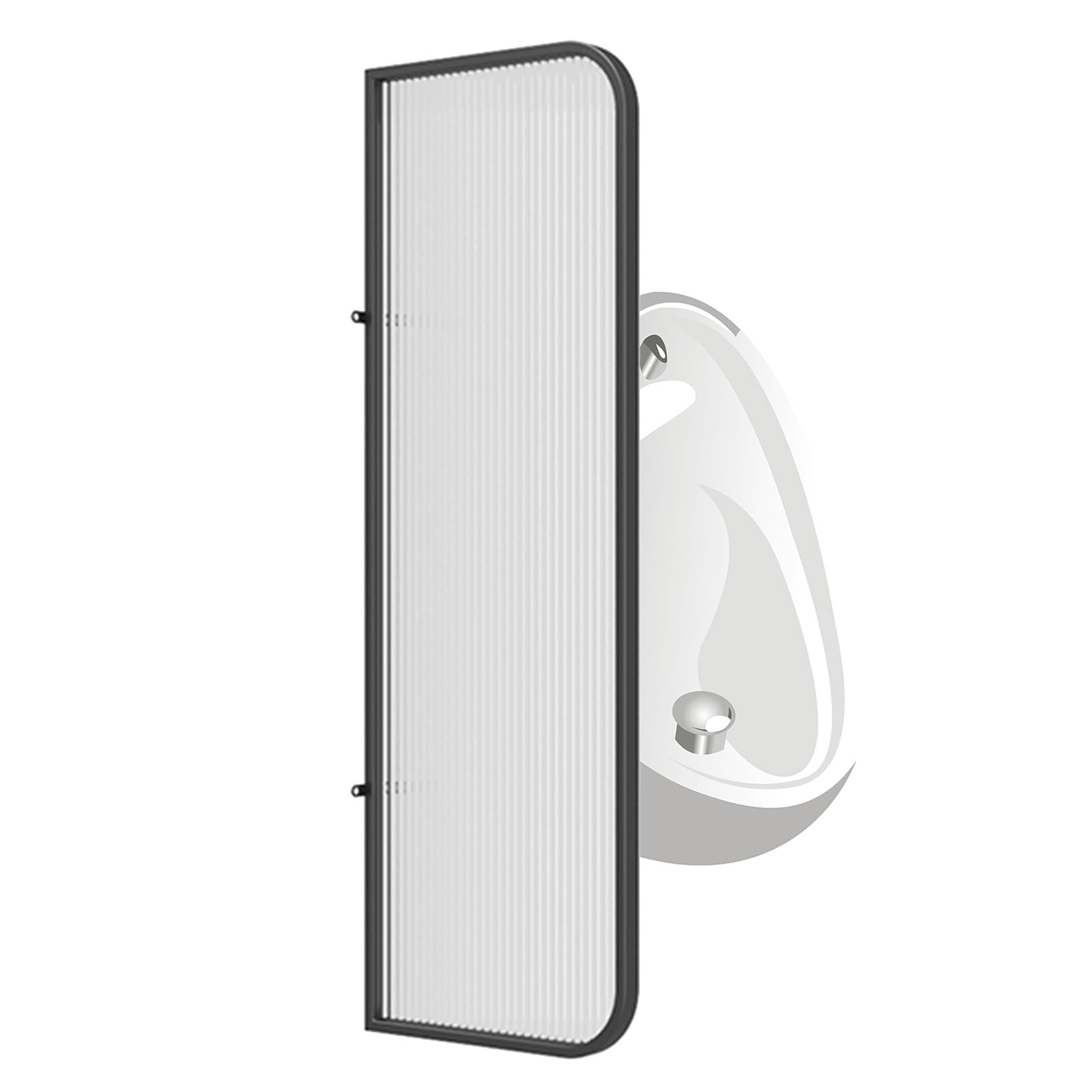 Separador de urinario de pared con vidrio templado translúcido antihuellas de 40 x 140 cm