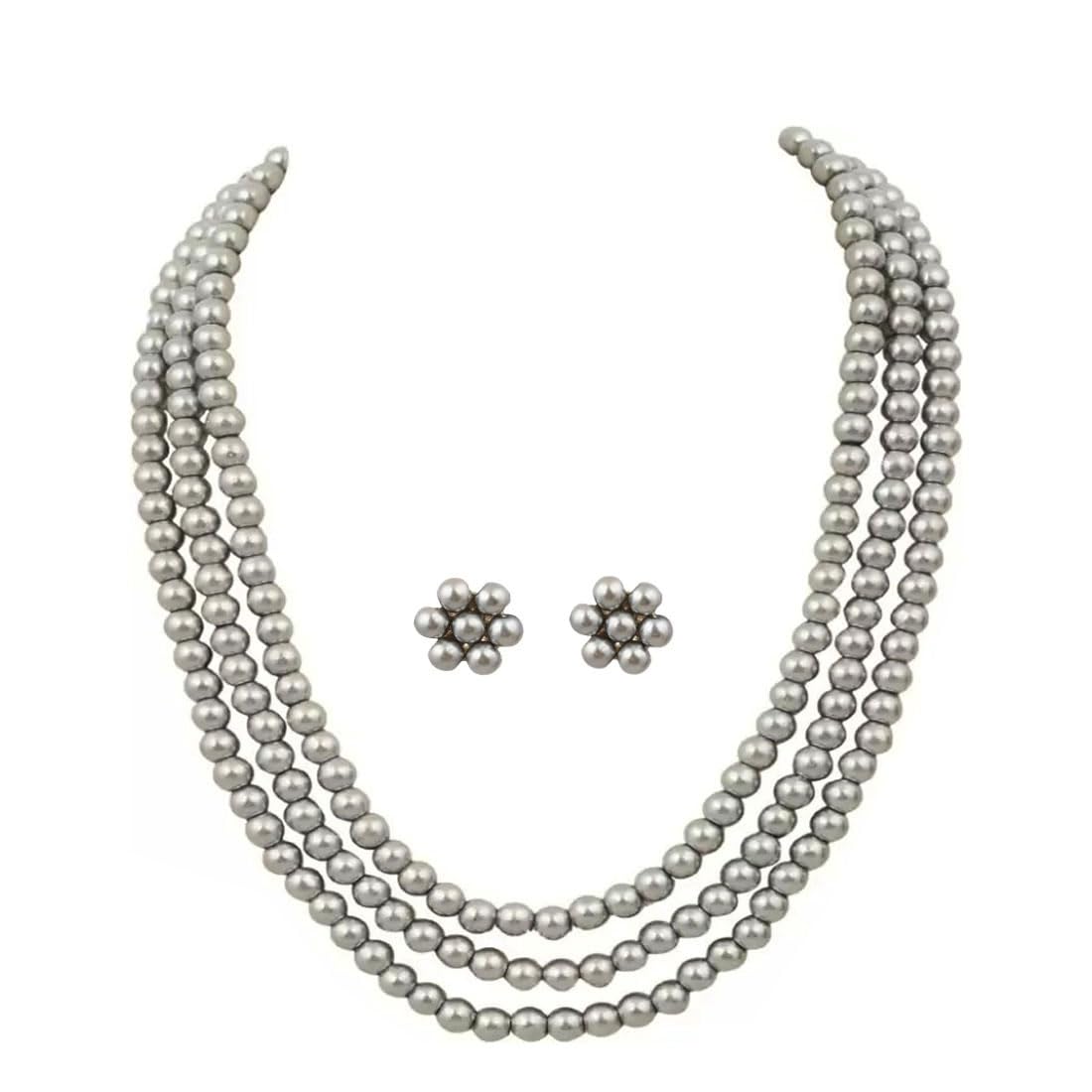 DENICRAAS AD Pearls beaded traditional Mala Chokar Necklace With floral design Earring Set for Women and girls jewellery set 3 layered Mala Necklace womens fashion accessories (B0D546CVRK) Amazon Price History, Amazon Price Tracker