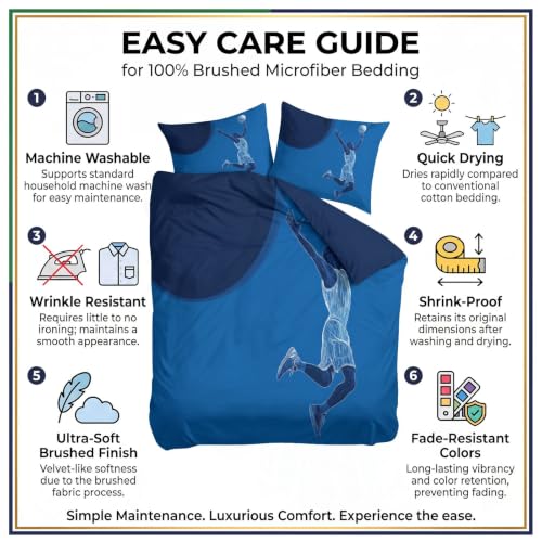 Ropa de cama azul de 155x220 cm con funda nórdica y dos fundas de almohada para cama individual 7