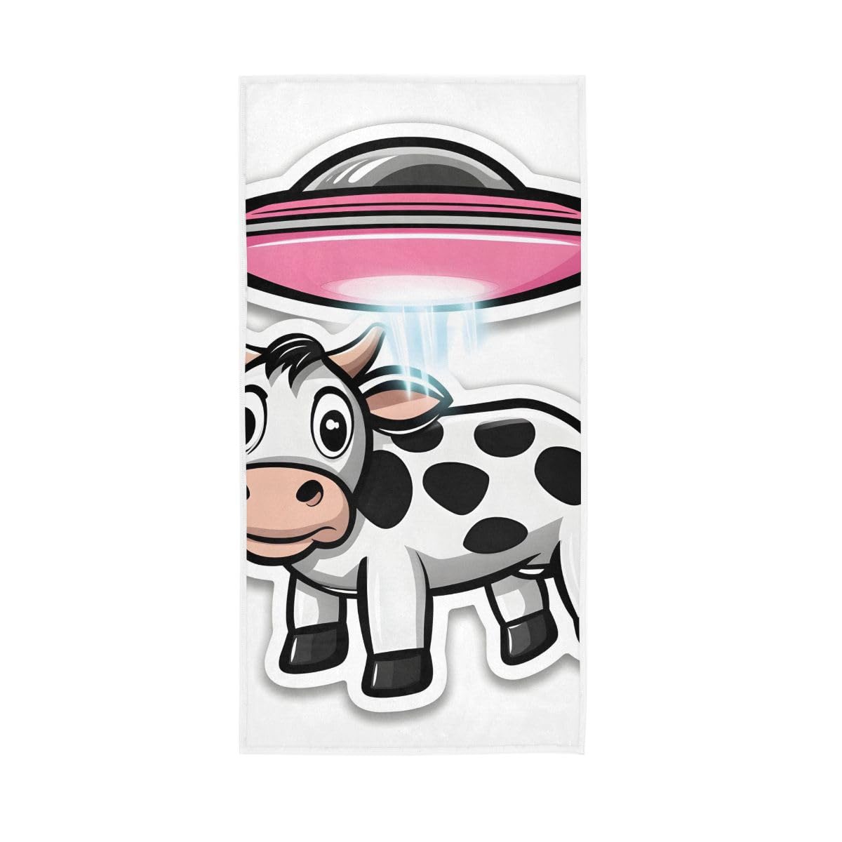 HUYGD Cartoon Cow N UFO Hand Towel, Multipurpose Spa Towels for Bathroom, Gym, Hotel, Spa 15 x 30 Inches