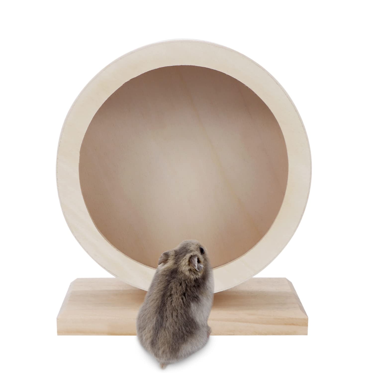Small Pets Exercise Wheel Hamster Wooden Mute Running Spinner Wheel Play Toy for Rat Gerbil Mice Chinchillas Hedgehogs Guinea Pigs (S) - image 2