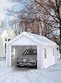 Hipicute 20x10x11 Ft Heavy-Duty Portable Garage with Canopy Top, Front and Back Doors, Roll-Up Windows, Carport Reinforced Structure for Cars, Trucks, Boats, and Parties - White