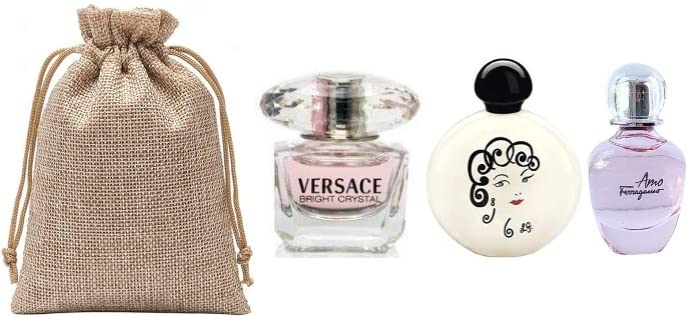 Designer Perfume Discovery Set of 3 x 0.17oz/5ML ea Women's Top Selling Fragrance Mini Collection Trio Best Rated Travel Kit