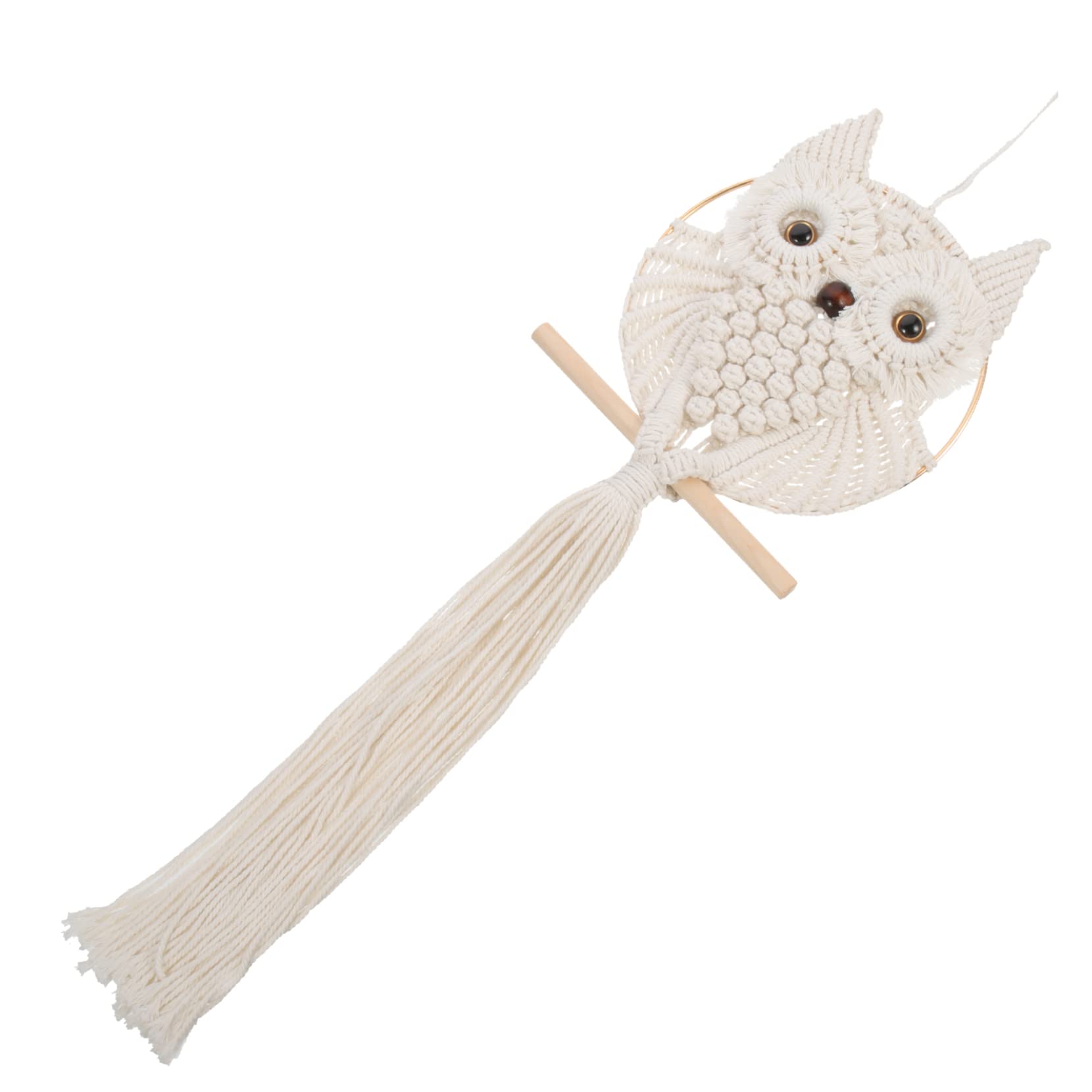 Tapisserie hibou macramé coton beige suspension murale tissée main salon