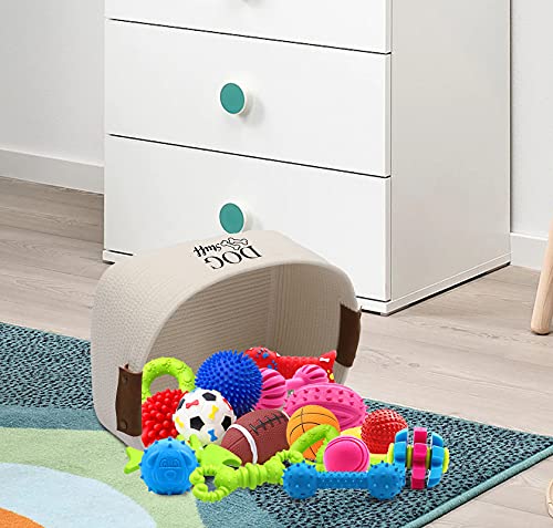 Product Image 6: Geyecete Square Dog toy basket storage Cotton Rope Storage Basket Pet/Pet Toy And Accessory Storage Bin Doy Toy Box-Beige