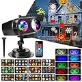 ALOVECO [2024 Upgrade] Halloween Christmas Projector Lights Outdoor Indoor 15W LED Snowflake Holiday Projector Lights Outdoor Waterproof with Remote for House Decor (10 Wave Ripples and 12*8 Patterns)