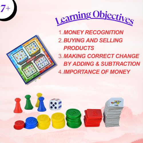Image of Creative's Supermarket Game for Kids - Learn Money, Shopping, Addition & Subtraction - Includes Coins, Notes, Shopping Cards & Play Board, Educational Toy for Kids Ages 7 & Up