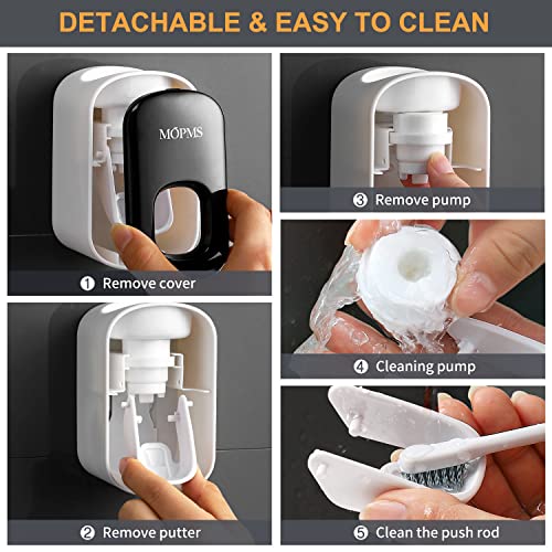 MOPMS Toothpaste Dispenser Wall Mounted for Bathroom Automatic Toothpaste Squeezer for Kids and Adult (Black-1Pcs) - Thumbnail 5