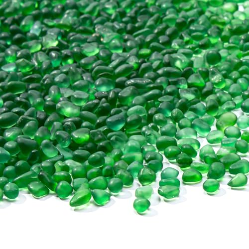 Keedolla Green Fish Tank Gravel Aquarium Frosted Glass Rocks, 0.5 Lb Mini Fish Tank Pebbles Stones Marbles for Vase Fillers, DIY Crafts and Succulent Plants Decor, 6-9mm