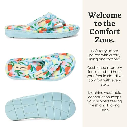 Image of Dearfoams Women's Melanie Colorblocked Microfiber Terry Thong Slipper