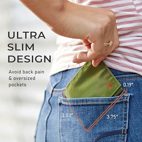 Image of Allett Sport Wallet, RFID Blocking Slim (Nylon, Cala Green) | Slim Minimalist Front Pocket Nylon Sport Wallet, RFID Blocking, Water-Resistant, Holds 4-24+ Cards & Cash, Men & Women